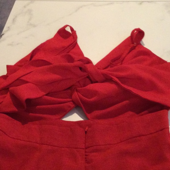RED CUTOUT BUTTON FRONT MINI DRESS, small - Picture 6 of 6
